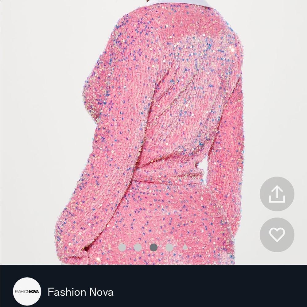 Pink sequence shirt set - Picture 3 of 3